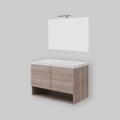 COMPOSIZIONE MOBILE DA BAGNO OSLO 80 Rovere Fumo - Beton