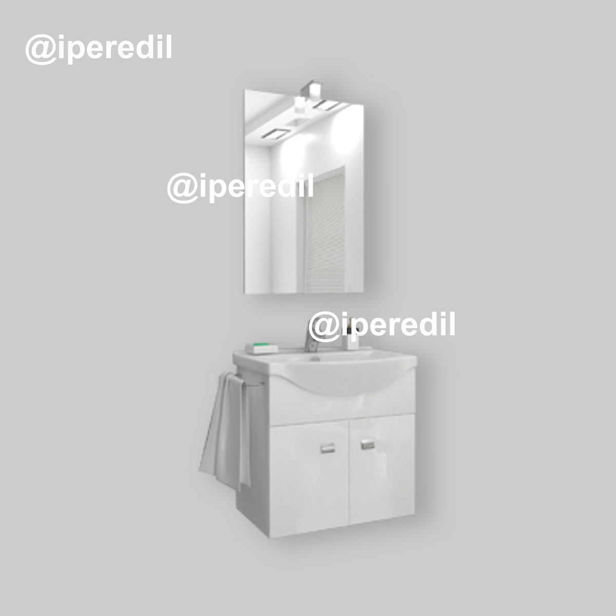 COMPOSIZIONE MOBILE DA BAGNO "EMMA" SOSPESA Bianco Lucido - cm 55