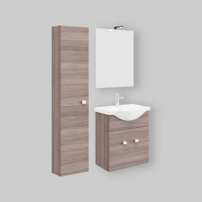 MOBILE DA BAGNO ZAFFIRO ROVERE FUMO Base cm 58 + lavabo
