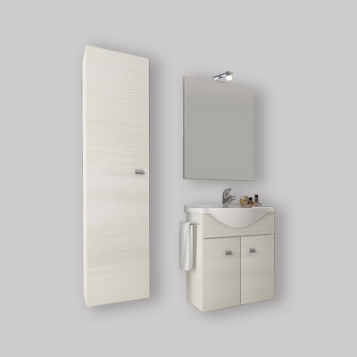 MOBILE DA BAGNO ZAFFIRO ROVERE BIANCO Base cm 58 + lavabo