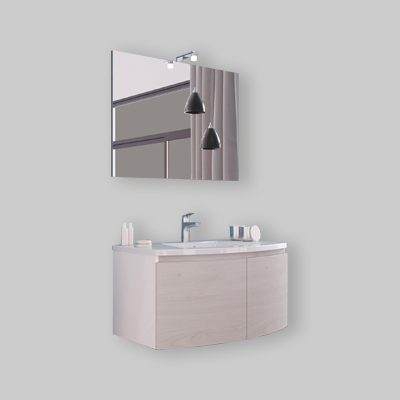 COMPOSIZIONE MOBILE DA BAGNO GIULIA 02 SOSPESA Legno nordico/ Bianco lucido