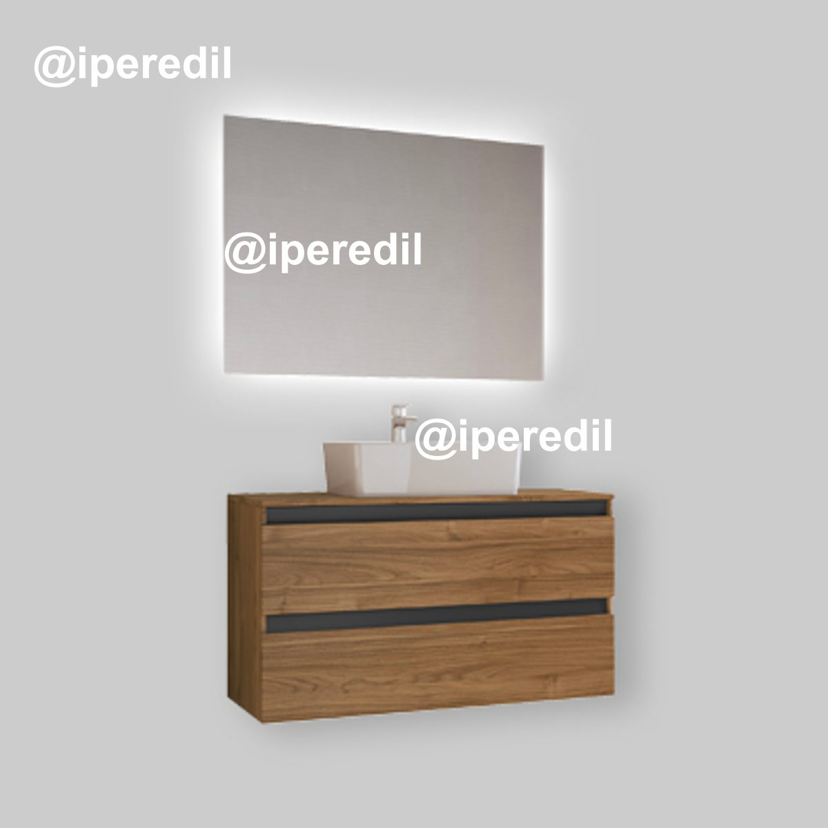 MOBILE DA BAGNO CUBE1 Base 100 cm Noce/ Grafite Opaco