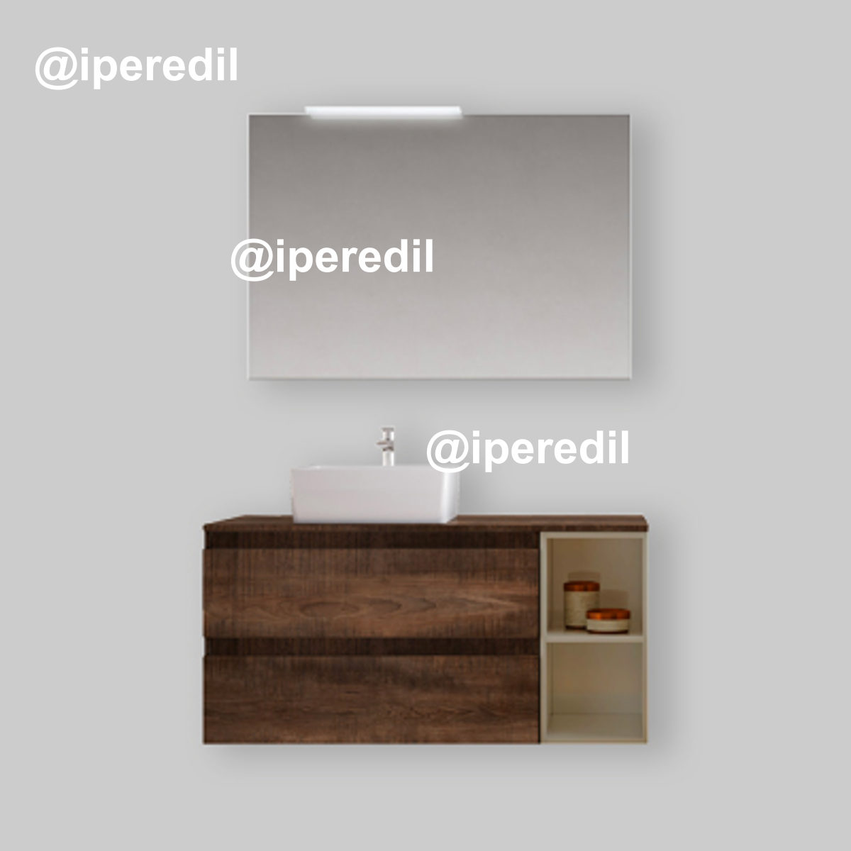 MOBILE DA BAGNO CUBE3 Base 110 Tabacco/ Tortora Opaco