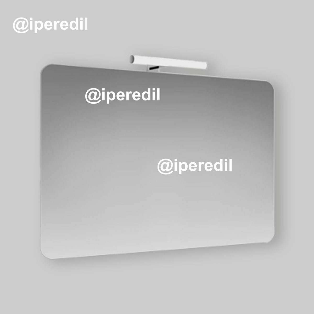 SPECCHIO RETTANGOLARE FILO LUCIDO AD ANGOLI STONDATI CON LAMPADA LED 90 x 60 cm