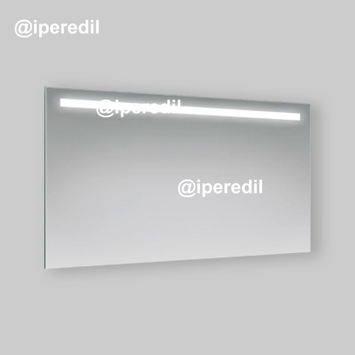 SPECCHIO RETTANGOLARE FILO LUCIDO CON FASCIA A LED SUPERIORE L.120 x H.70 cm