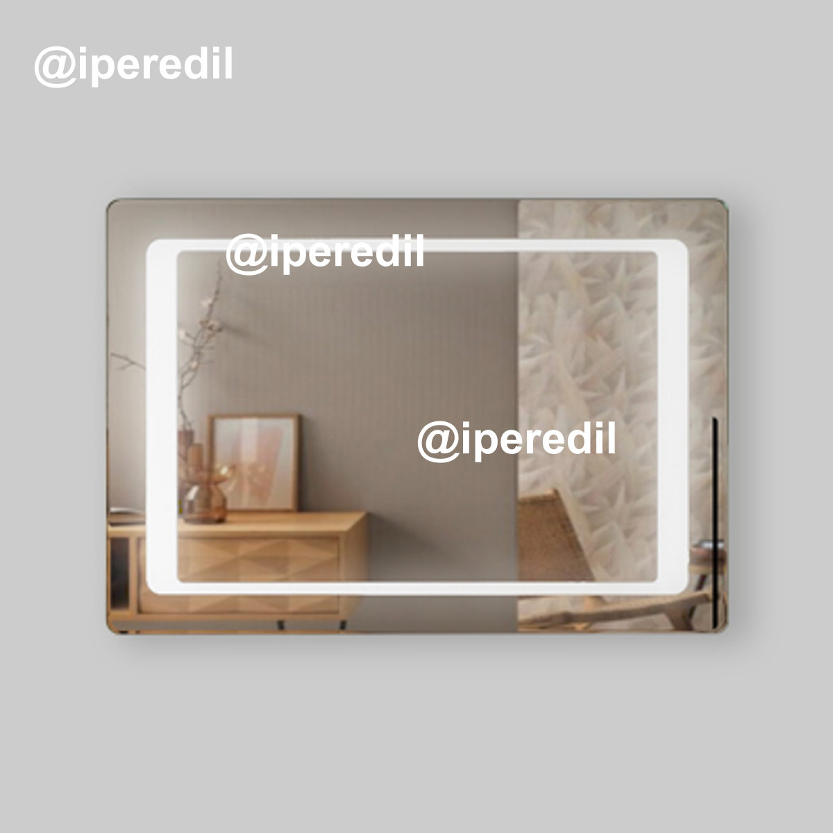 SPECCHIO FILO LUCIDO CON FASCIA INTERNA SATINATA RETROILLUMINATA 100 x 70 cm