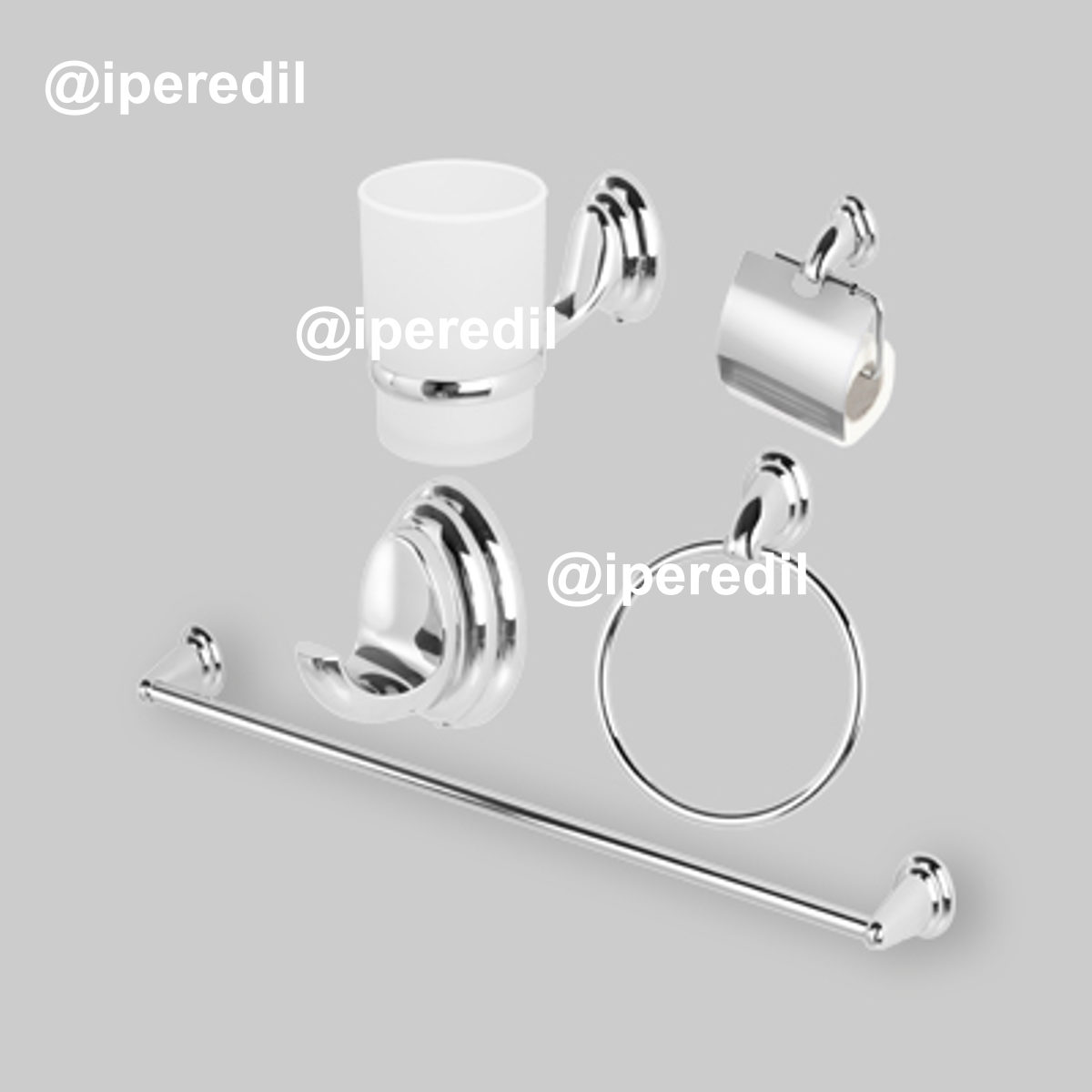 SET ACCESSORI BAGNO SERIE "FACILE" Cromo /Vetro