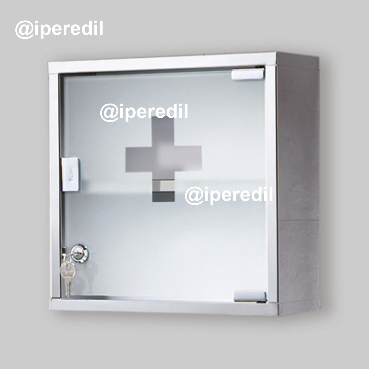 ARMADIETTO FARMACIA CON SERRATURA "JOKER" Acciaio Inox/vetro