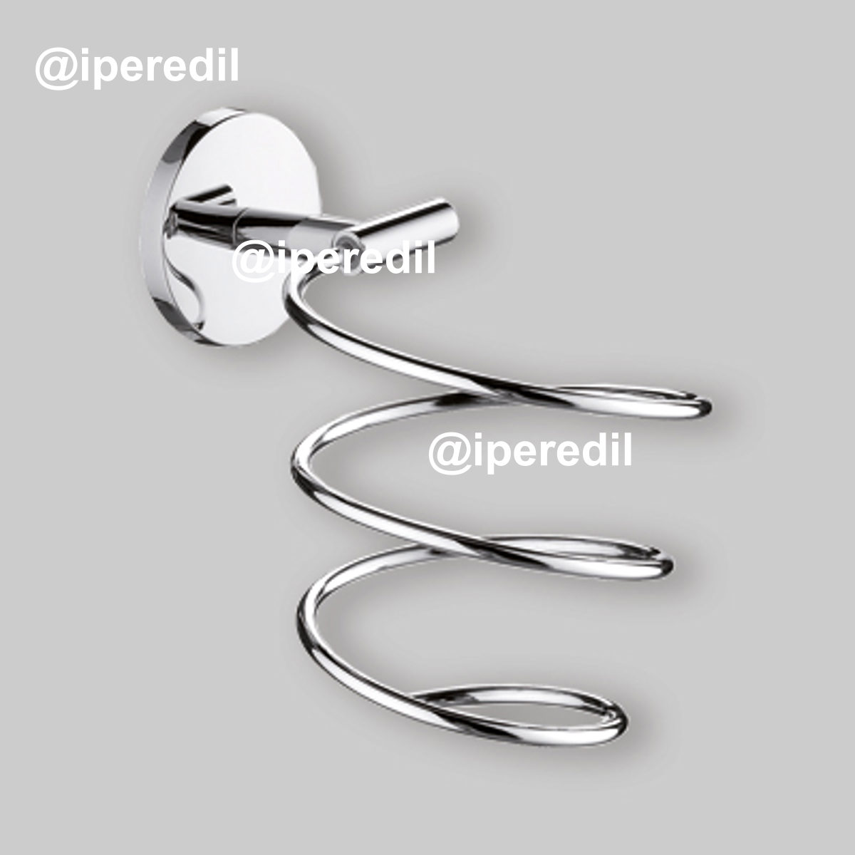 PORTA ASCIUGACAPELLI CON PLACCA TONDA Cromo Lucido