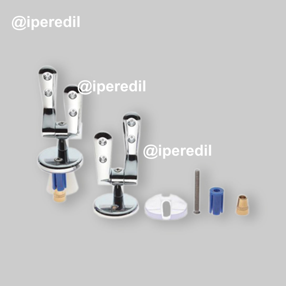 COPPIA DI CERNIERE UNIVERSALI AD ESPANSIONE PER SEDILI WC "Mod.E" Cromo