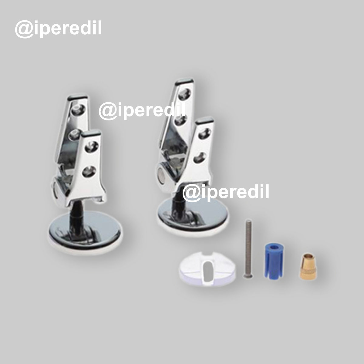 COPPIA DI CERNIERE SOVRAPPOSTE AD ESPANSIONE PER SEDILI WC "Mod.E" Cromo - Versione E