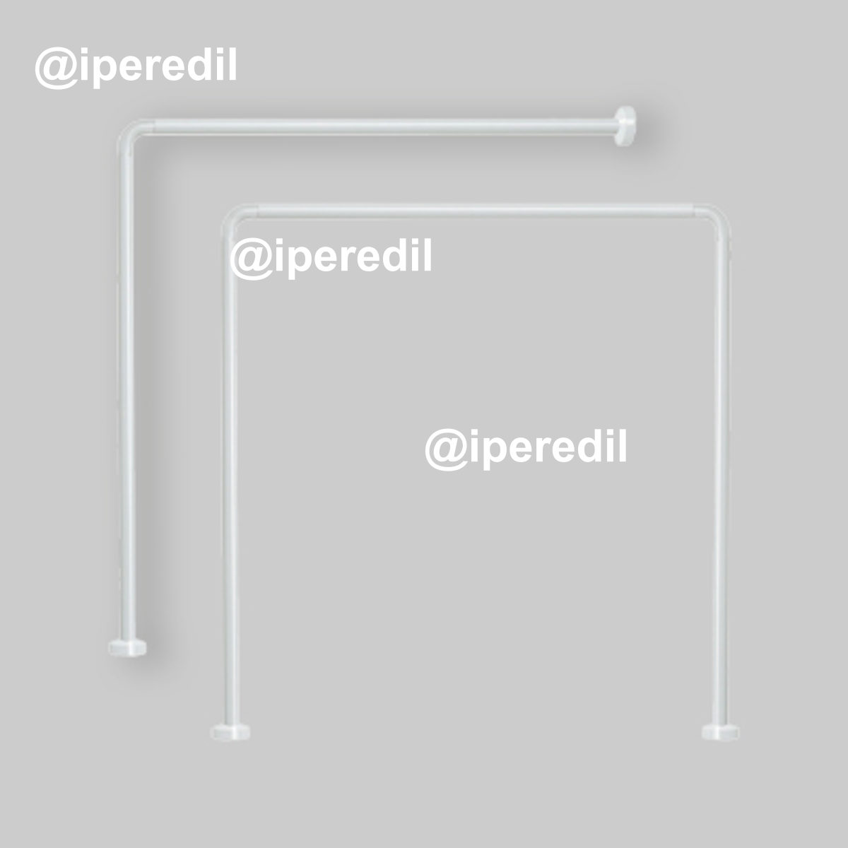 ASTA PER TENDA DOCCIA E VASCA BIANCO 80x80x80 cm - 3 lati