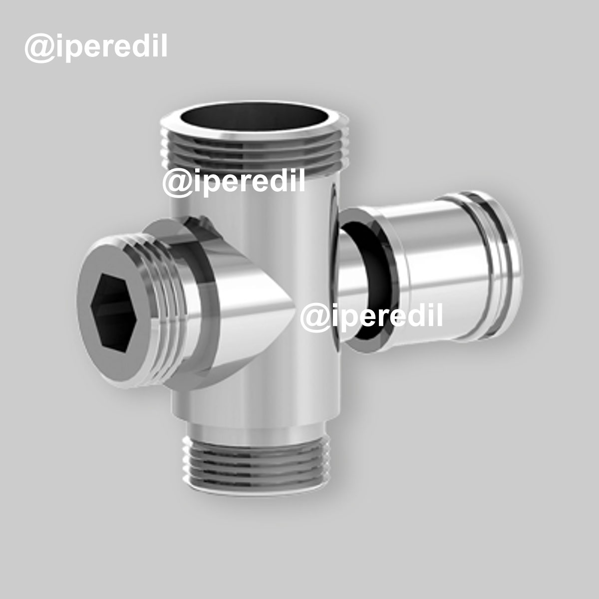 DEVIATORE PER COLONNA DOCCIA IN OTTONE CROMO 3/4"M x 1/2"M x 1/2"M