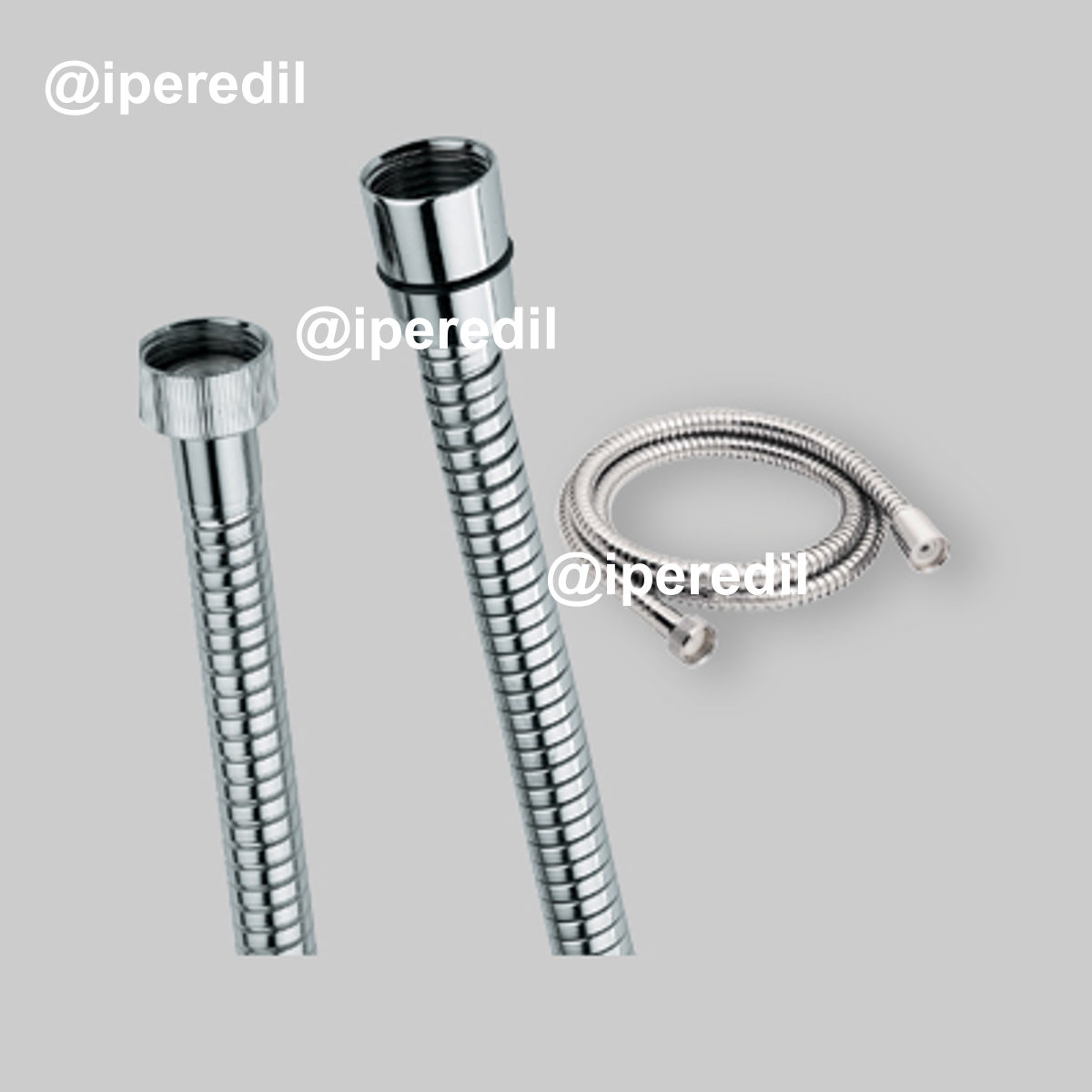 FLESSIBILE DOCCIA CONICO IN OTTONE CROMATO 1/2" x 1/2" - cm 200