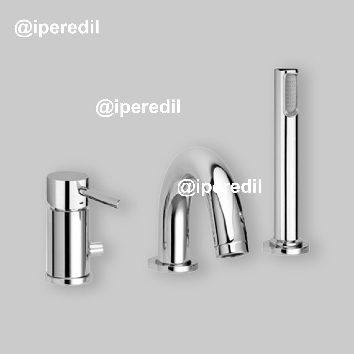 BATTERIA BORDO VASCA CON DOCCETTA ESTRAIBILE "STICK" s/bocca erog. cromo