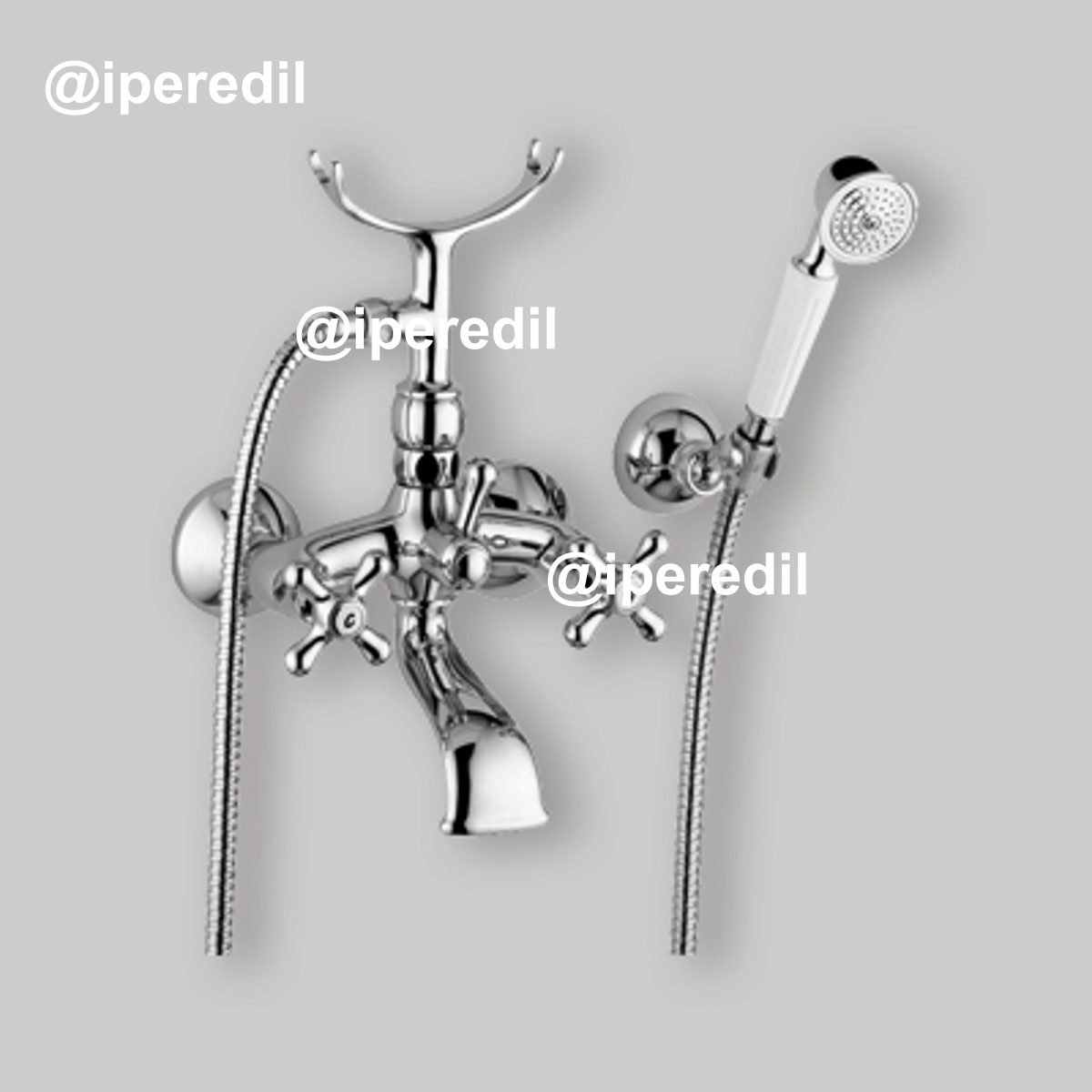 GRUPPO VASCA ESTERNO RETRÒ IRIS Cromo + doccetta