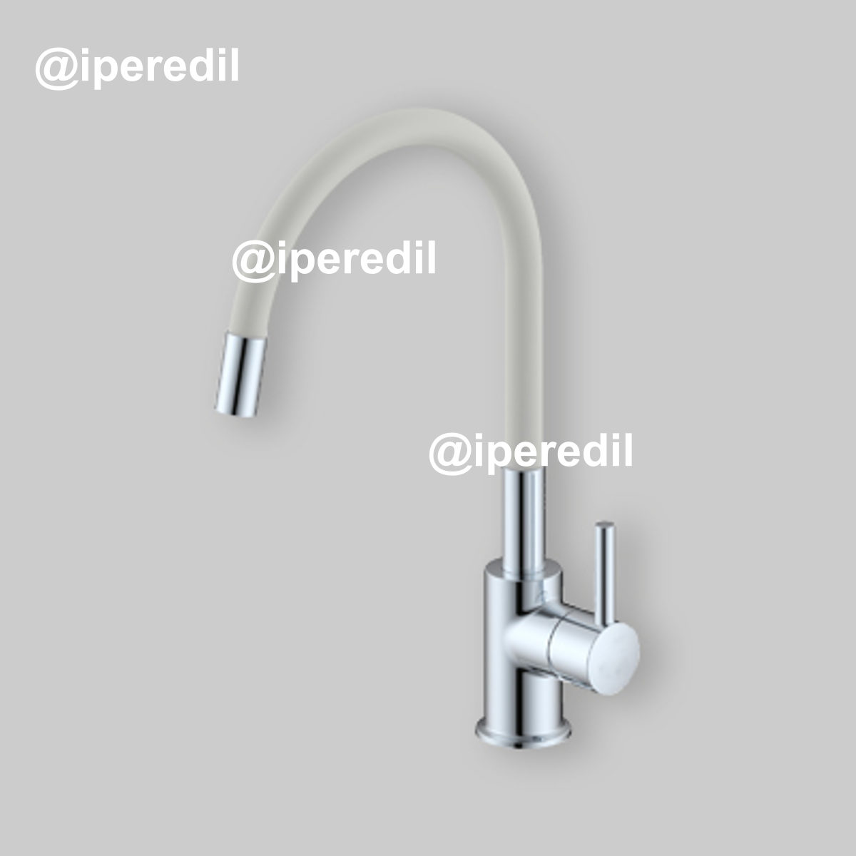 MISCELATORE LAVELLO A CANNA IN GOMMA FLESSIBILE "SNAKE" BIANCO -