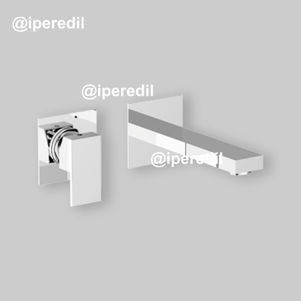 BATTERIA LAVABO INCASSO A PARETE "PILLAR" Cromo + Piletta Click Clack