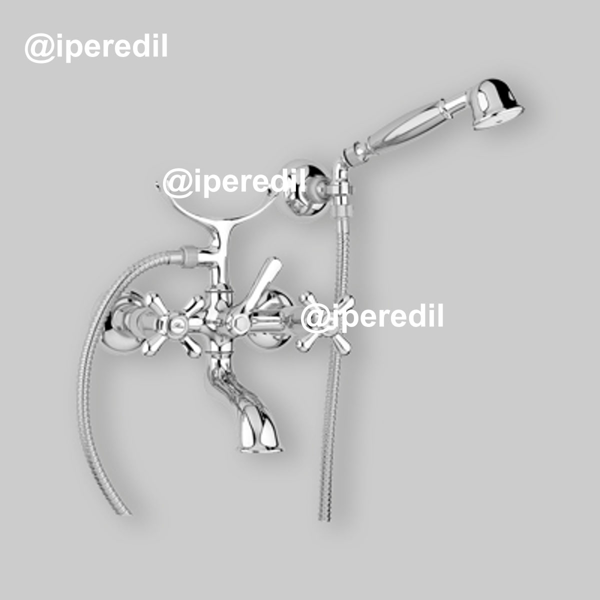 GRUPPO VASCA ESTERNO "LIBERTY" Cromo + Set Doccia Orientabile