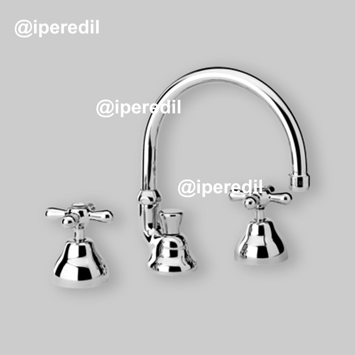 BATTERIA LAVABO A TRE FORI CON BOCCA ALTA ORIENTABILE "LIBERTY" Cromo + Piletta 1"1/4