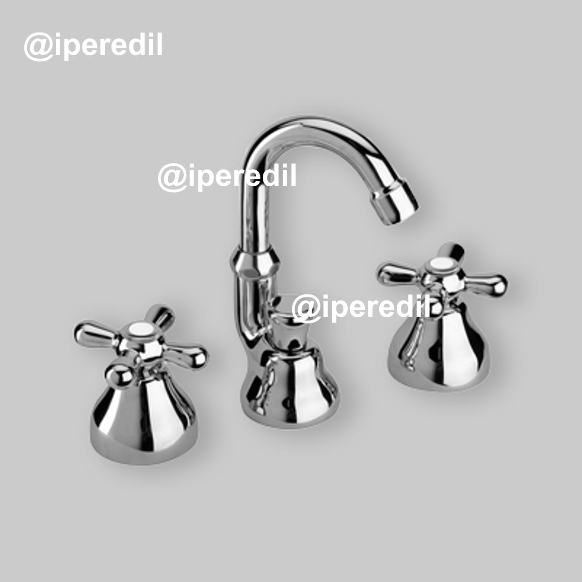BATTERIA BIDET A TRE FORI CON BOCCA ALTA ORIENTABILE "LIBERTY" Cromo + Piletta 1"1/4