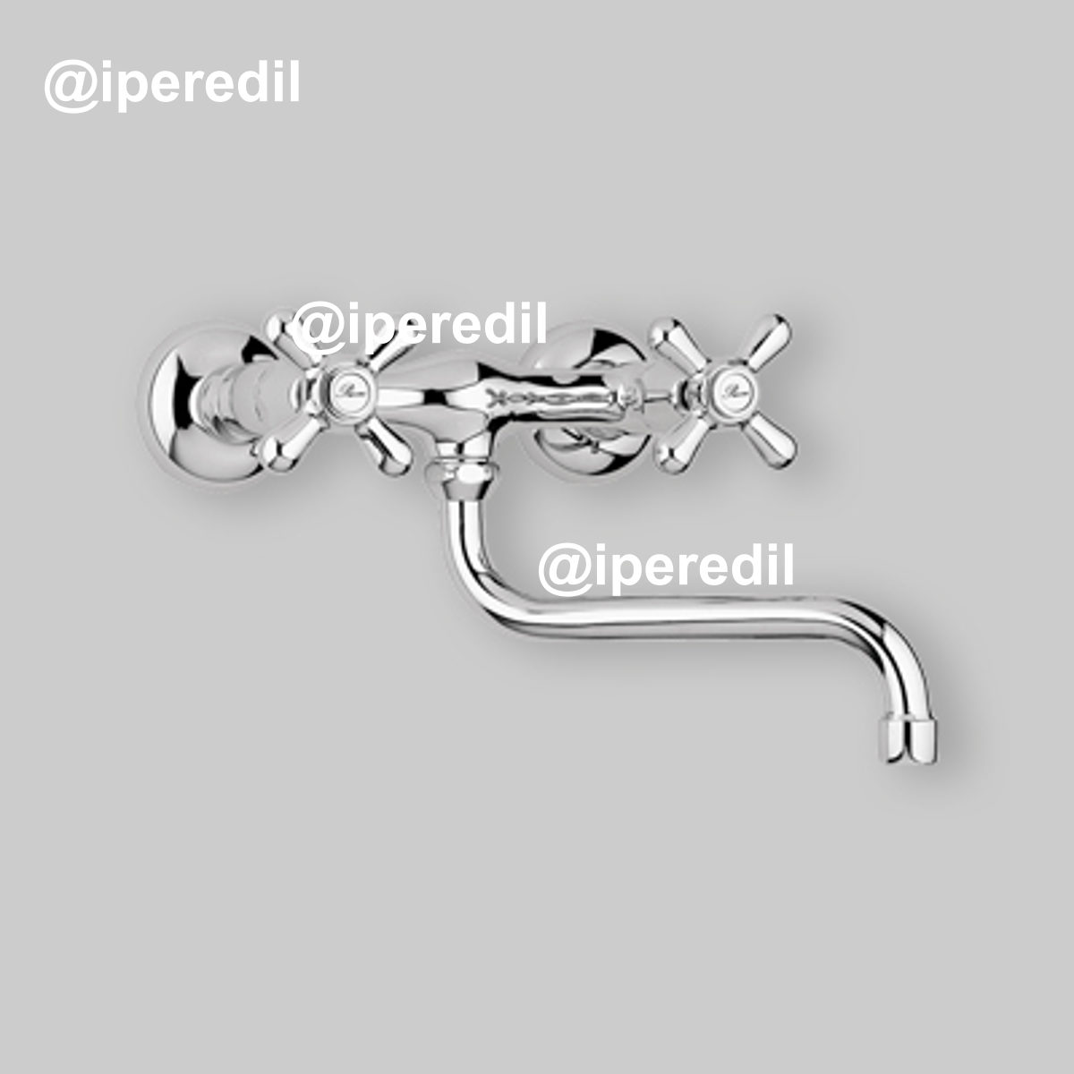 GRUPPO LAVELLO A PARETE "LIBERTY" CON CANNA SNODABILE Cromo