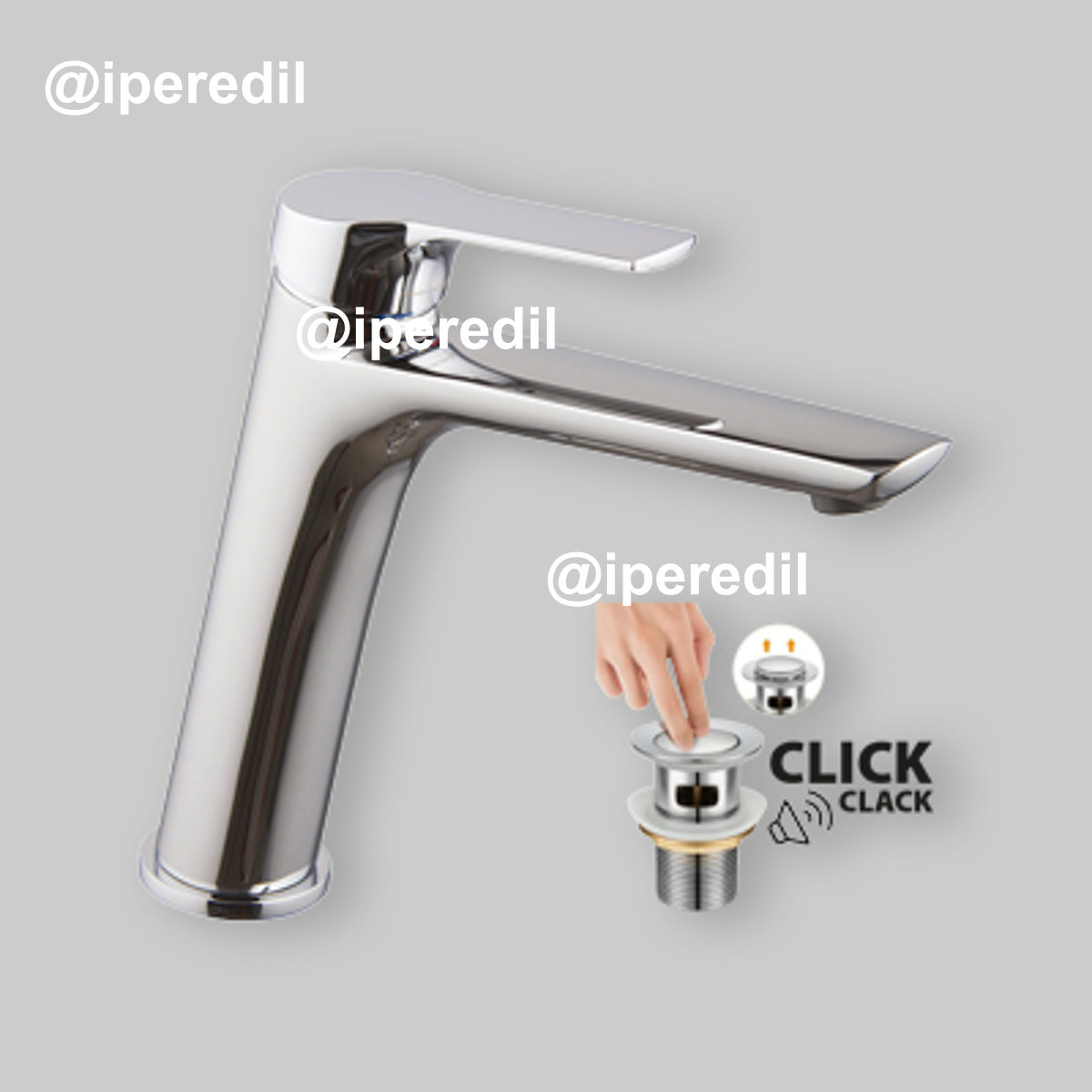 MISCELATORE LAVABO PROLUNGATO "SERIE 4" CON LEVA CHIUSA Cromo + Piletta 1"1/4