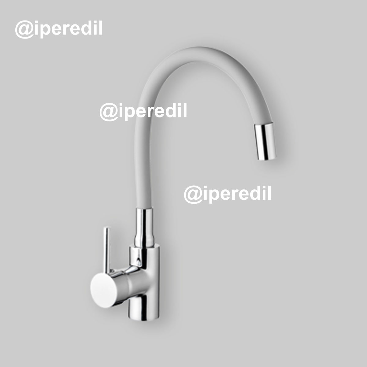 MISCELATORE LAVELLO A CANNA IN GOMMA FLESSIBILE "MALDIVE" GRIGIO Grigio