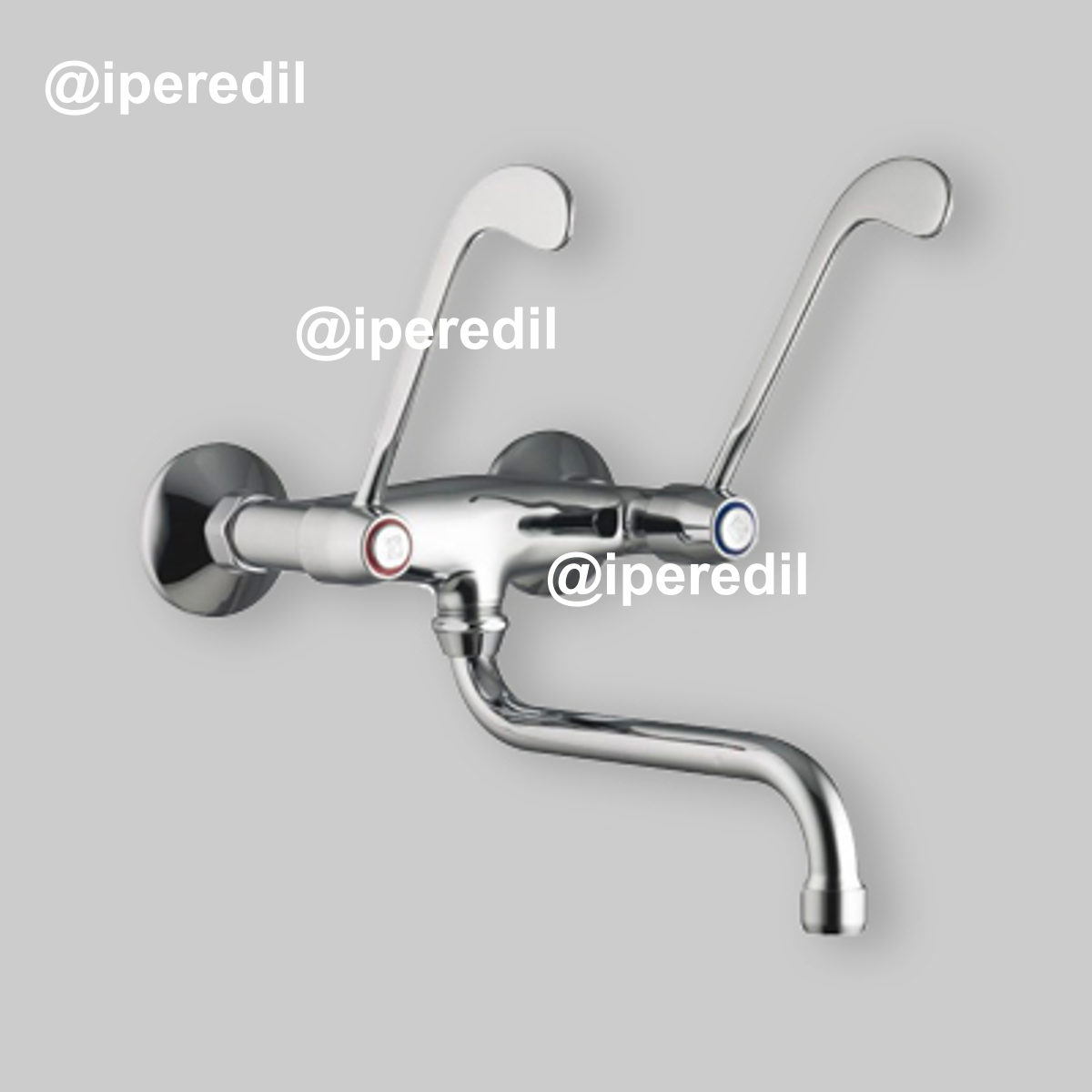 MISCELATORE LAVELLO A MURO CON DOPPIA LEVA CLINICA Cromo - 1/2"