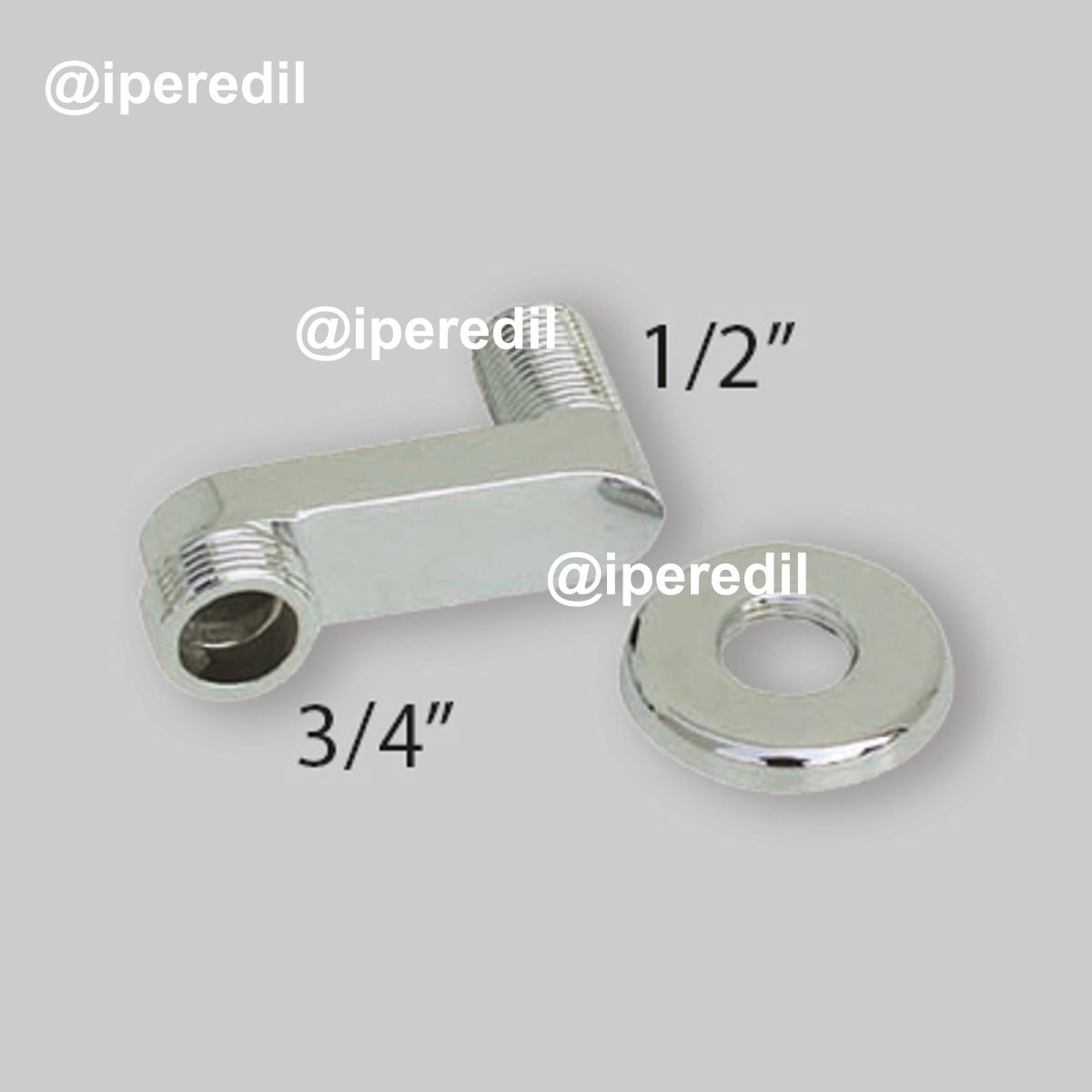 ECCENTRICO REGOLABILE CON ROSONE CROMATO 1/2" x 3/4" - cm 6 - 20464804