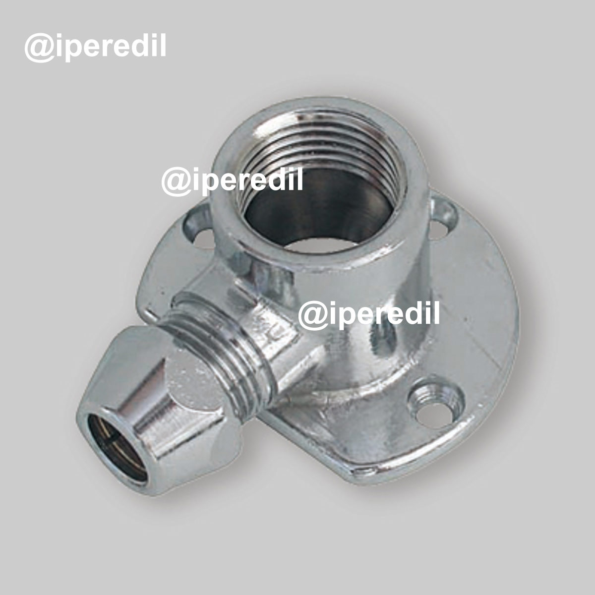 CURVA FEMMINA PER TUBETTO RAME CON FLANGIA IN OTTONE CROMATO F1/2" x Ø10