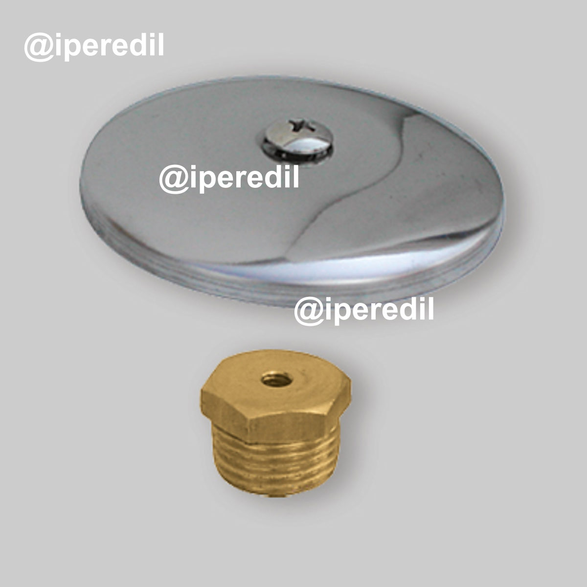 TAPPO MASCHIO IN OTTONE CON ROSONE INOX 1/2" - Cromo