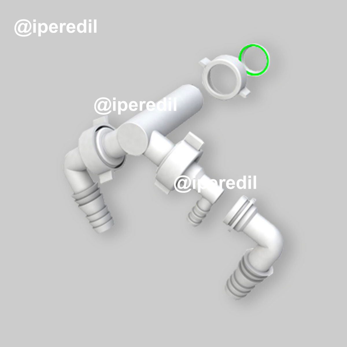 CANOTTO CON DOPPIO ATTACCO SCARICO LAVATRICE + ASCIUGATRICE 1" - Uscita Ø25 mm