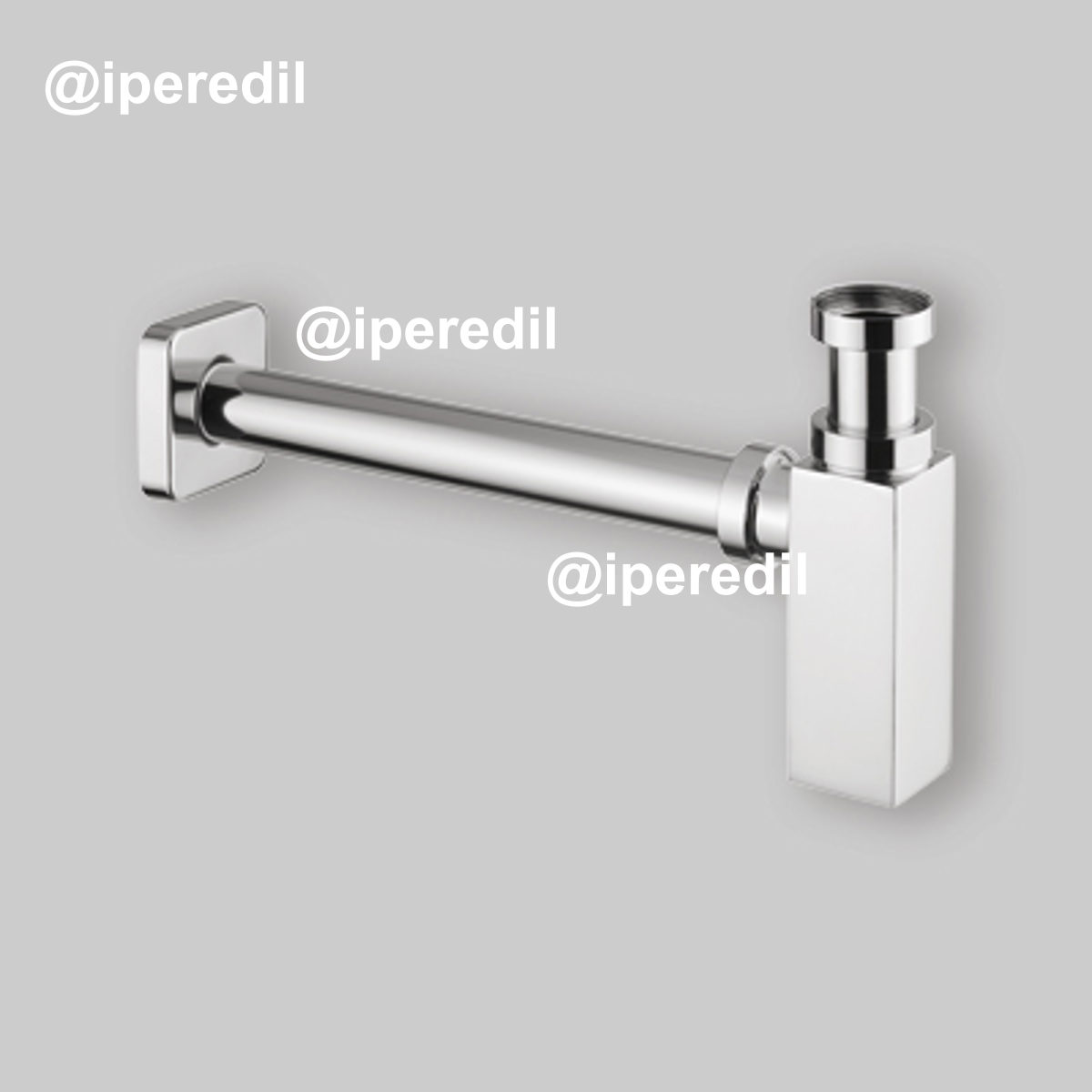 SIFONE D'ARREDO QUADRO PER LAVABO "LUSSO" CROMATO Ø32 x 250 mm -1"1/4