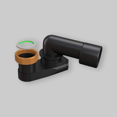 SIFONE RIBASSATO ORIENTABILE PER COLONNE VASCA GRIGIO 1"1/2 x Ø40-50