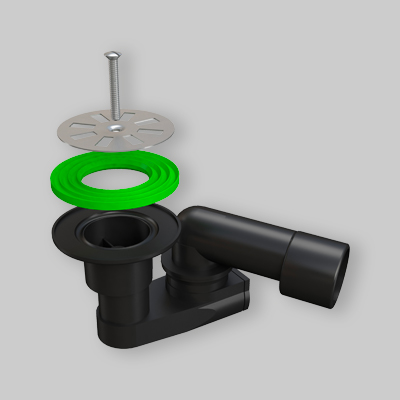 SIFONE RIBASSATO ORIENTABILE PER PIATTI DOCCIA NERO Griglia Inox Ø80 uscita Ø40-50