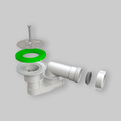 SIFONE RIBASSATO ORIENTABILE PER PIATTI DOCCIA BIANCO Griglia Inox Ø80 uscita Ø40-50