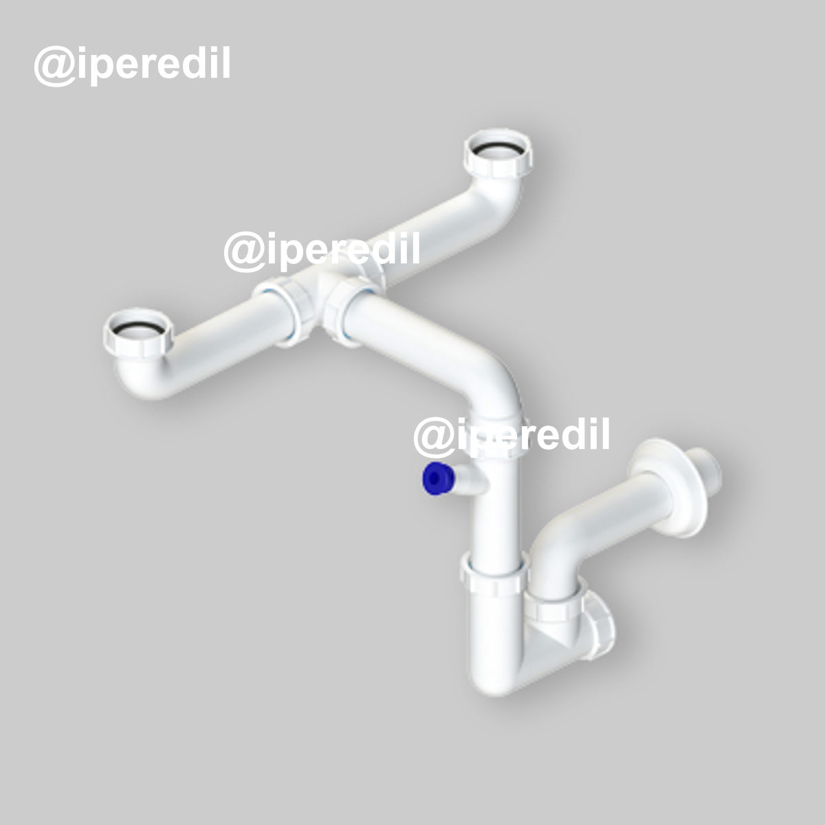 SIFONE PER LAVELLO A 2 VIE SALVASPAZIO ISPEZIONABILE 1"1/2 x Ø40 mm