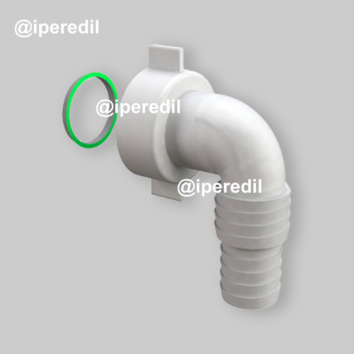 PORTAGOMMA ATTACCO CURVO PER SCARICO LAVATRICE E LAVASTOVIGLIE 1" - Bianco