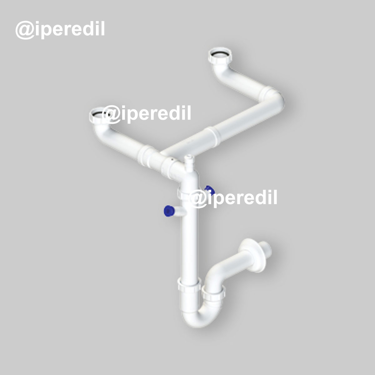 SIFONE PER LAVELLO A 2 VIE SALVASPAZIO AUTOPULENTE "2K" 1"1/2 x Ø40 mm