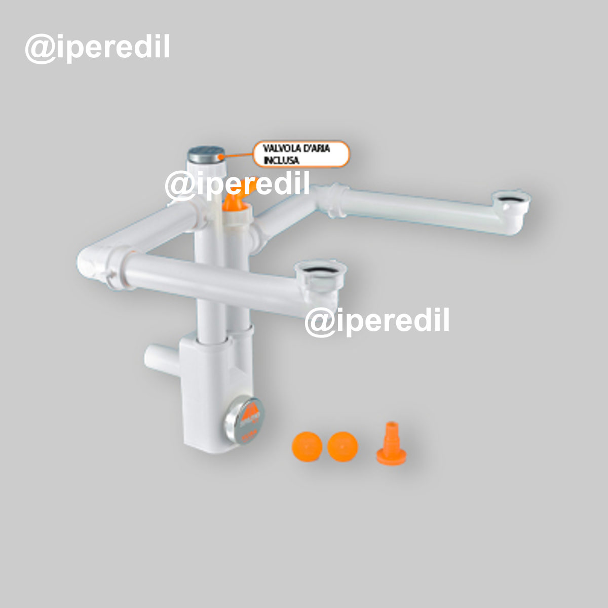 SIFONE SALVASPAZIO PER LAVELLO A 2 VIE "SPAZIO 2 NT" ISPEZIONABILE 1"1/2 x Ø 40 mm