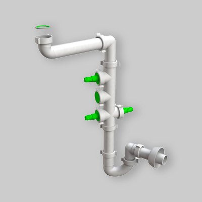 SIFONE PER LAVELLO A 1 VIA SALVASPAZIO "SPACE 1"  1"1/2 - Ø40