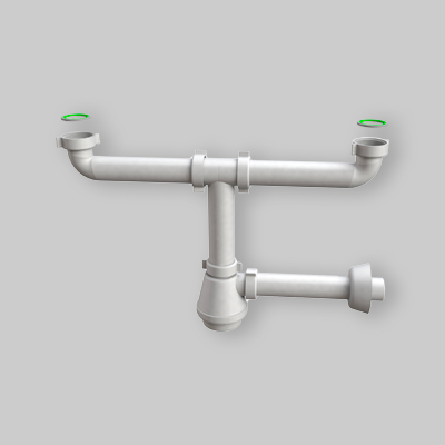 SIFONE PER LAVELLO A 2 VIE "FIASCA" 1"1/2 - Ø40