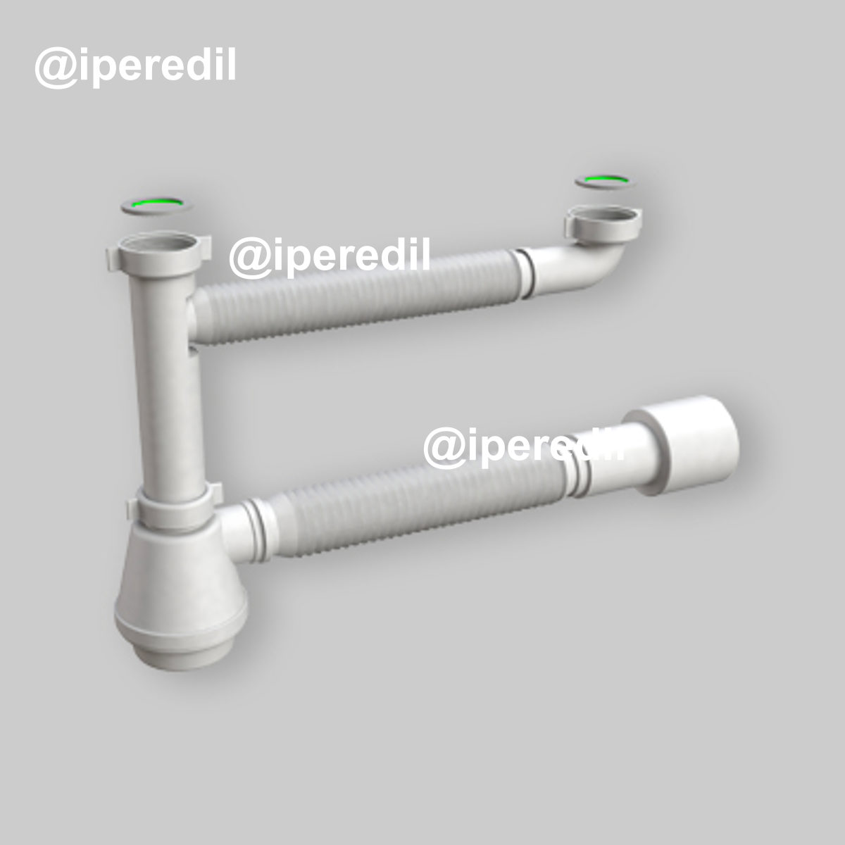 SIFONE FLESSIBILE PER LAVELLO A 2 VIE "FLEXYBON" 1"1/2 x Ø40-50 mm