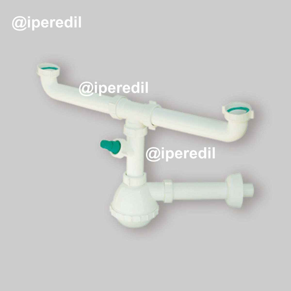 SIFONE PER LAVELLO CUCINA A 2 VIE "FRANCIA" CON ATTACCO LAVATRICE 1"1/2 x Ø32/40 mm