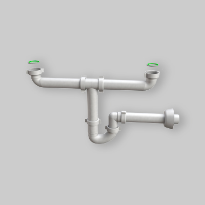 SIFONE PER LAVELLO CUCINA A 2 VIE "MAGNUM" AUTOPULENTE 1"1/2 Ø 40