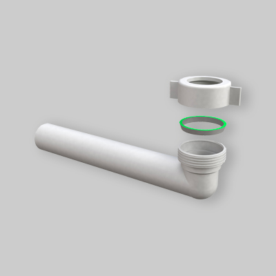 CURVA FILETTATA CON GHIERA E GUARNIZIONE 1"1/2 x Ø40 L 240 mm