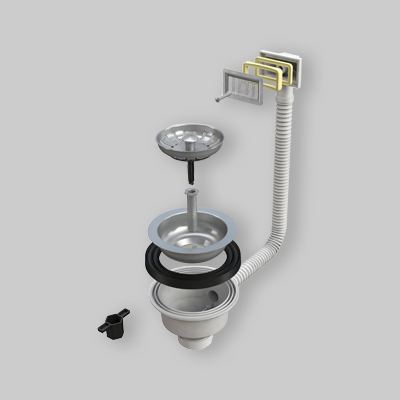 PILETTA CANESTRO PER LAVELLO INOX CTP GRIGLIA RETTANGOLARE 1"1/2