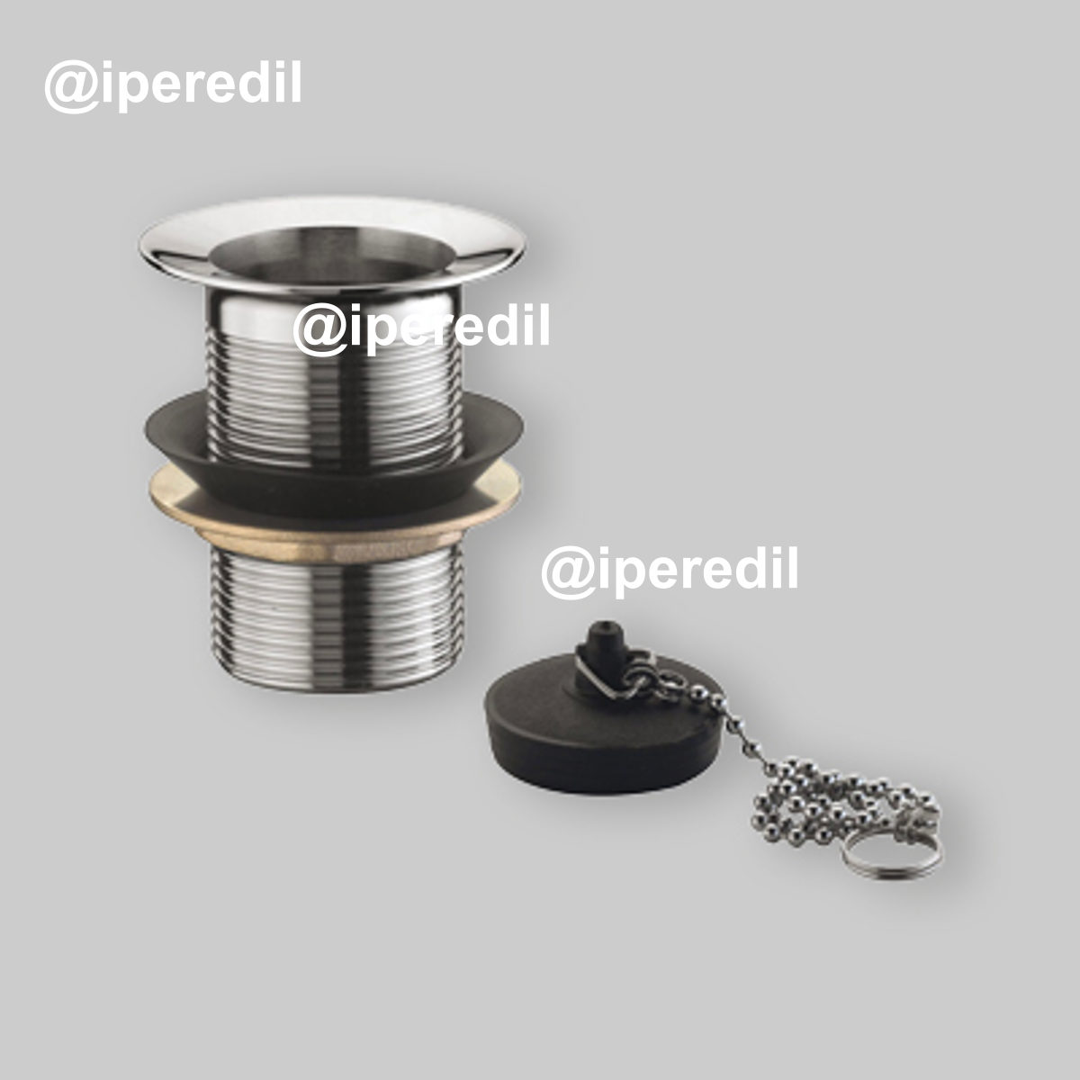 PILETTA PER LAVABO E BIDET IN OTTONE STP CON TAPPO A CATENELLA 1" x Ø63 mm - H.70