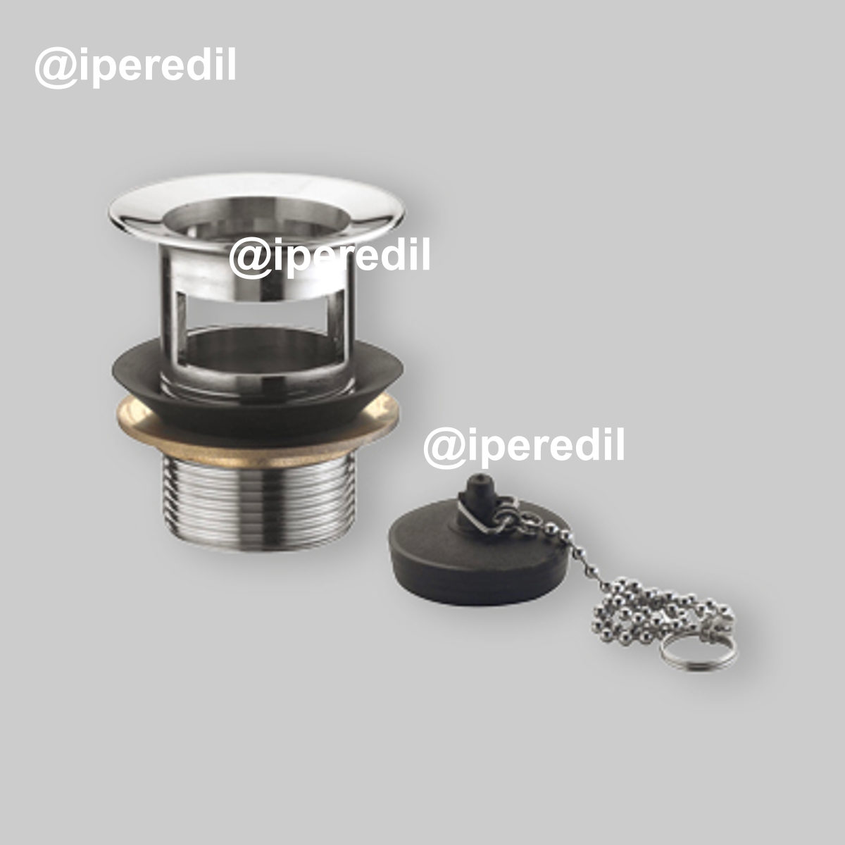 PILETTA PER LAVABO E BIDET IN OTTONE CTP CON TAPPO A CATENELLA 1" x Ø63 mm - H.70